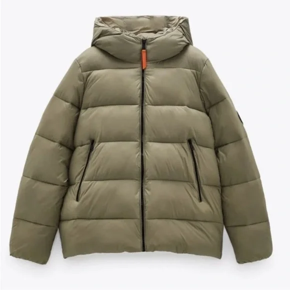 Zara Jackets Coats Zara Khaki Thermal Insulated Short Puffer